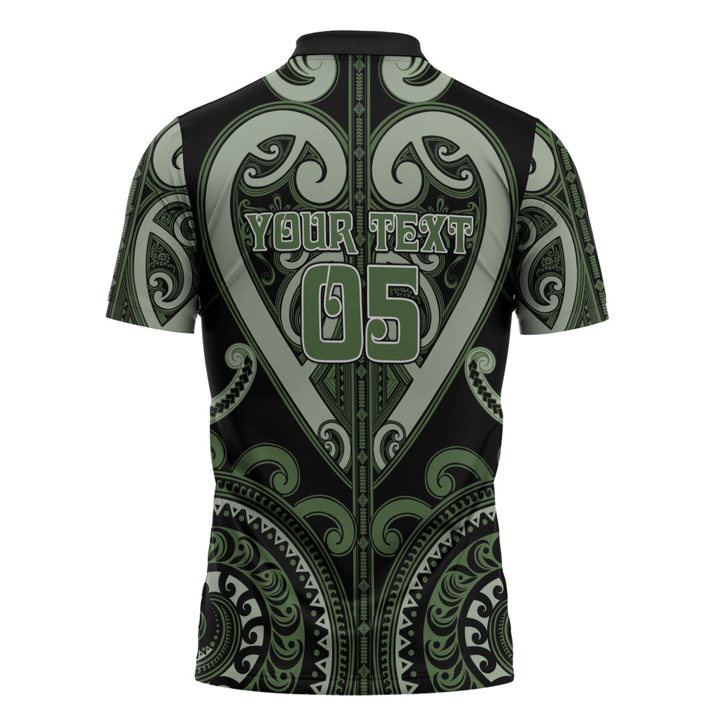 Custom Aotearoa Ngati Awa Zipper Polo Shirt Maori Tribal Pattern