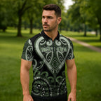 Custom Aotearoa Ngati Awa Zipper Polo Shirt Maori Tribal Pattern