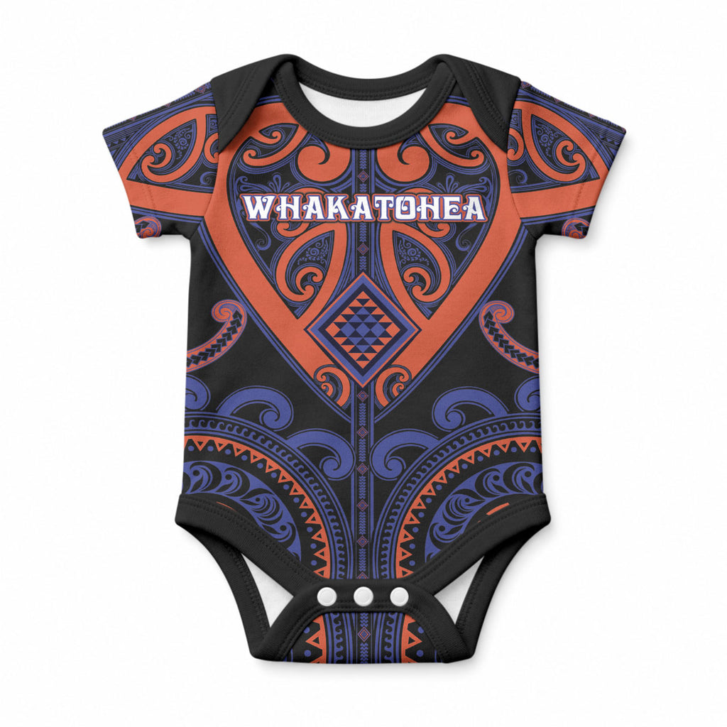 Custom Aotearoa Whakatohea Baby Onesie Maori Tribal Pattern