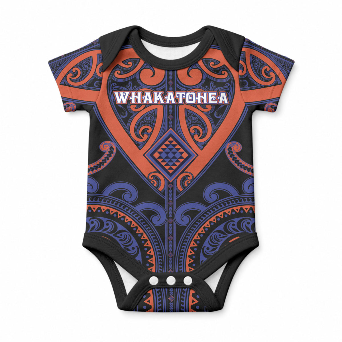 Custom Aotearoa Whakatohea Baby Onesie Maori Tribal Pattern