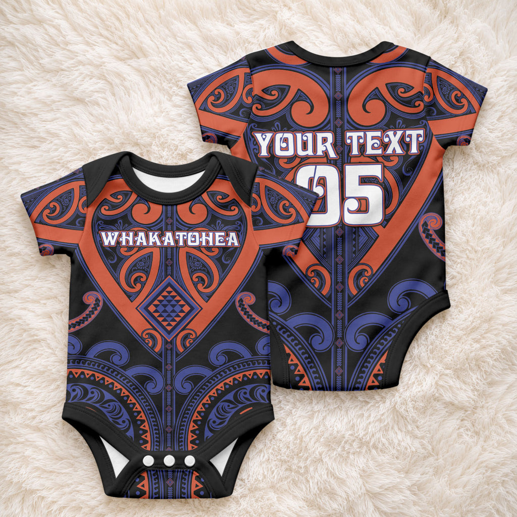 Custom Aotearoa Whakatohea Baby Onesie Maori Tribal Pattern