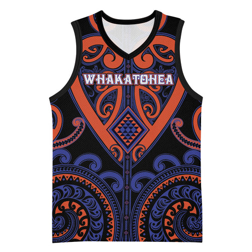 Custom Aotearoa Whakatohea Basketball Jersey Maori Tribal Pattern
