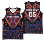 Custom Aotearoa Whakatohea Basketball Jersey Maori Tribal Pattern