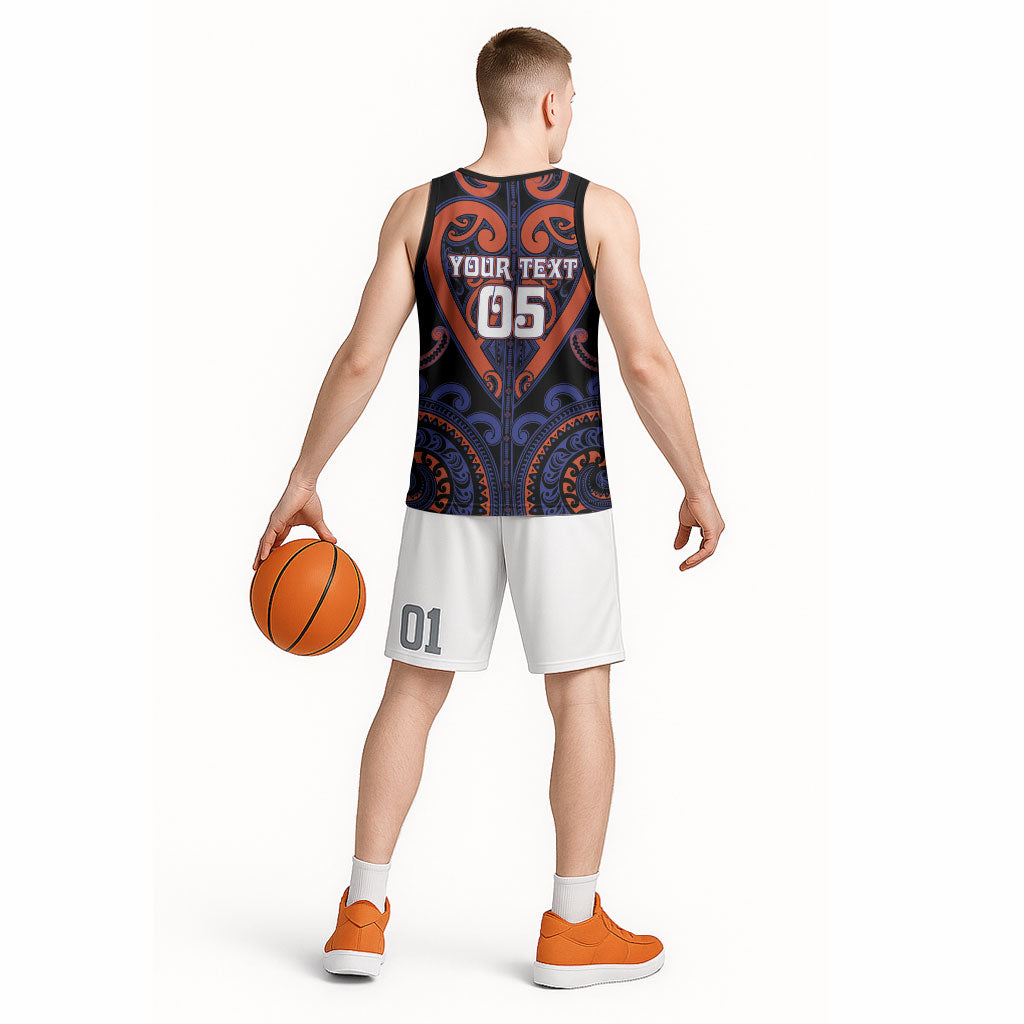 Custom Aotearoa Whakatohea Basketball Jersey Maori Tribal Pattern