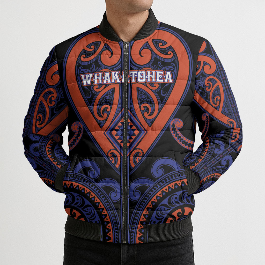 Custom Aotearoa Whakatohea Bomber Puffer Jacket Maori Tribal Pattern