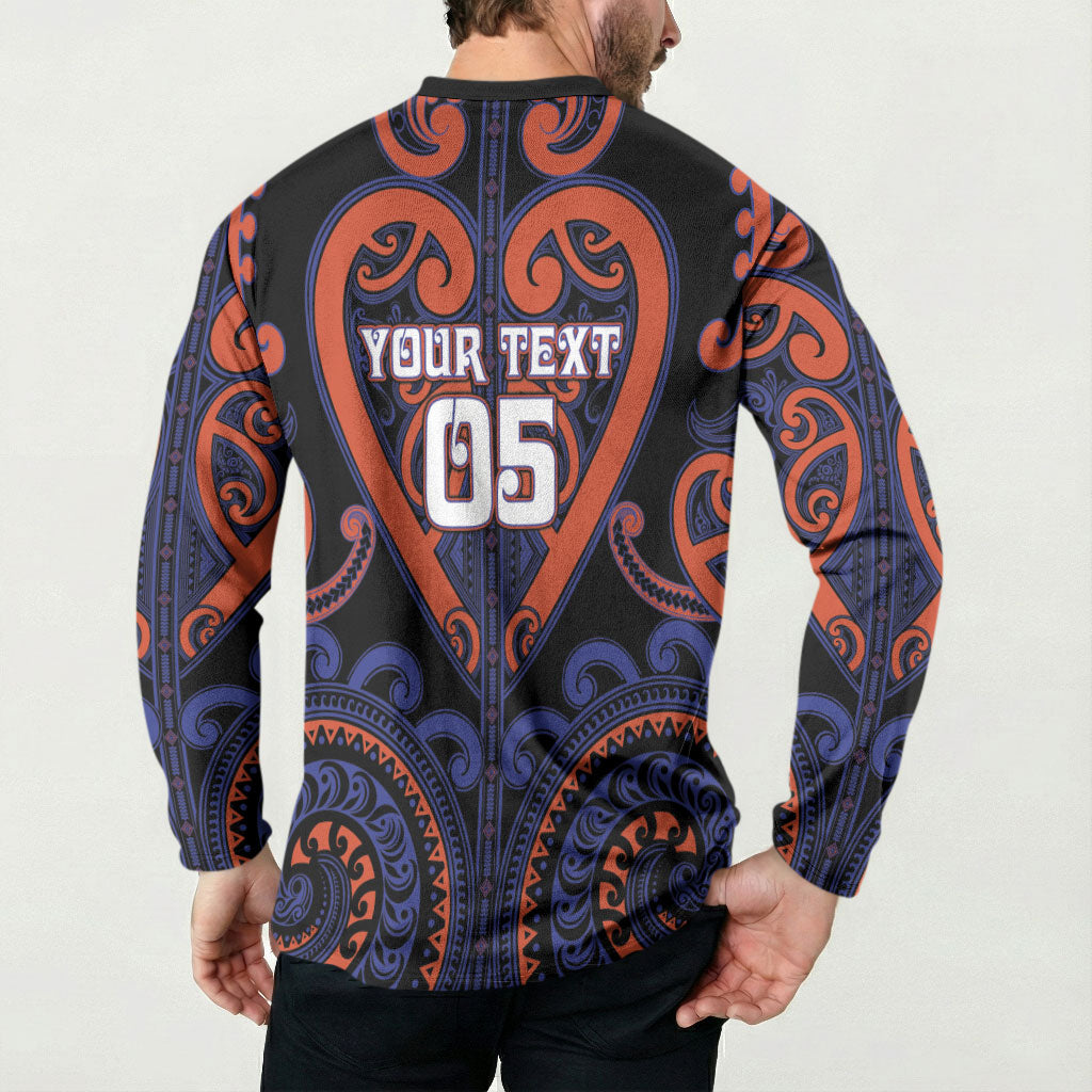 Custom Aotearoa Whakatohea Button Sweatshirt Maori Tribal Pattern