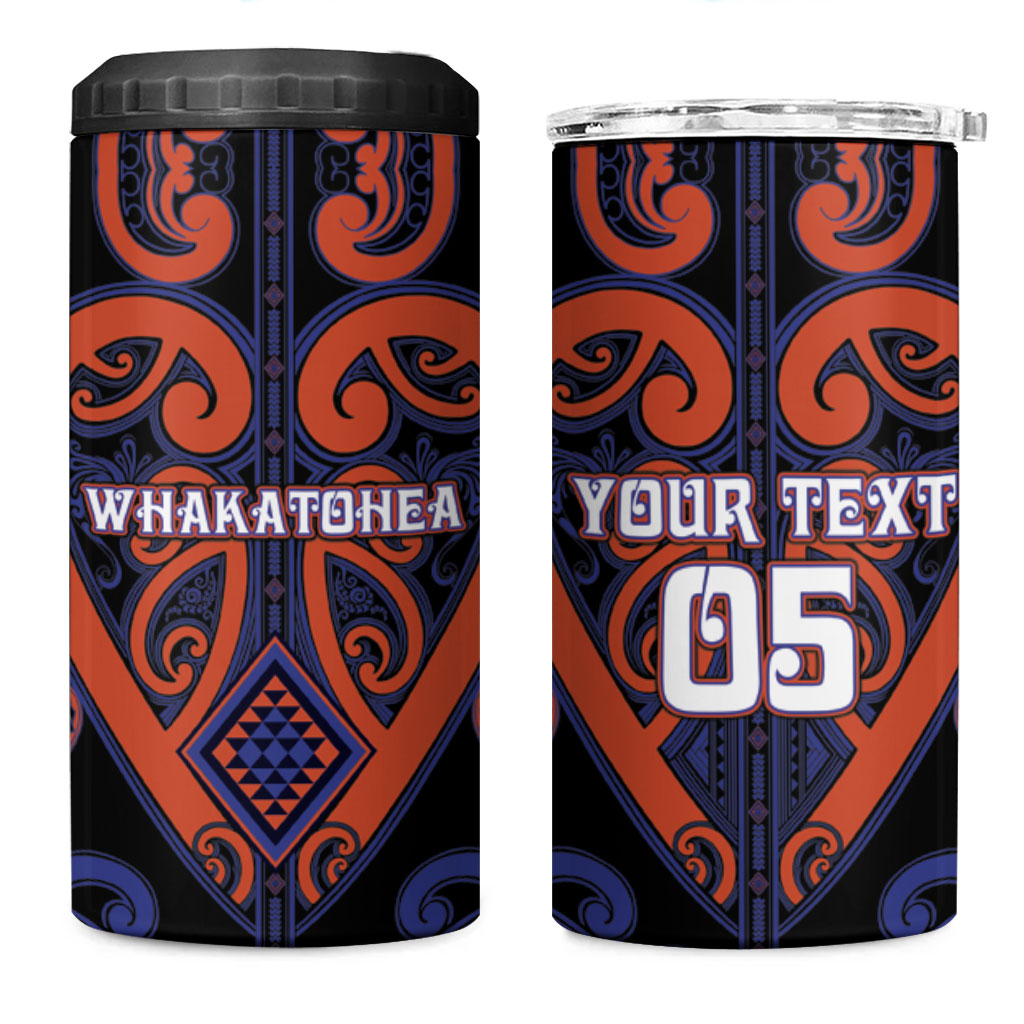 Custom Aotearoa Whakatohea 4 in 1 Can Cooler Tumbler Maori Tribal Pattern