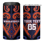 Custom Aotearoa Whakatohea 4 in 1 Can Cooler Tumbler Maori Tribal Pattern