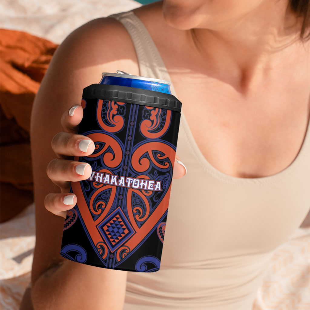 Custom Aotearoa Whakatohea 4 in 1 Can Cooler Tumbler Maori Tribal Pattern