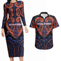 Custom Aotearoa Whakatohea Couples Matching Long Sleeve Bodycon Dress and Hawaiian Shirt Maori Tribal Pattern