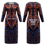 Custom Aotearoa Whakatohea Couples Matching Long Sleeve Bodycon Dress and Hawaiian Shirt Maori Tribal Pattern