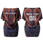 Custom Aotearoa Whakatohea Couples Matching Off Shoulder Short Dress and Long Sleeve Button Shirt Maori Tribal Pattern
