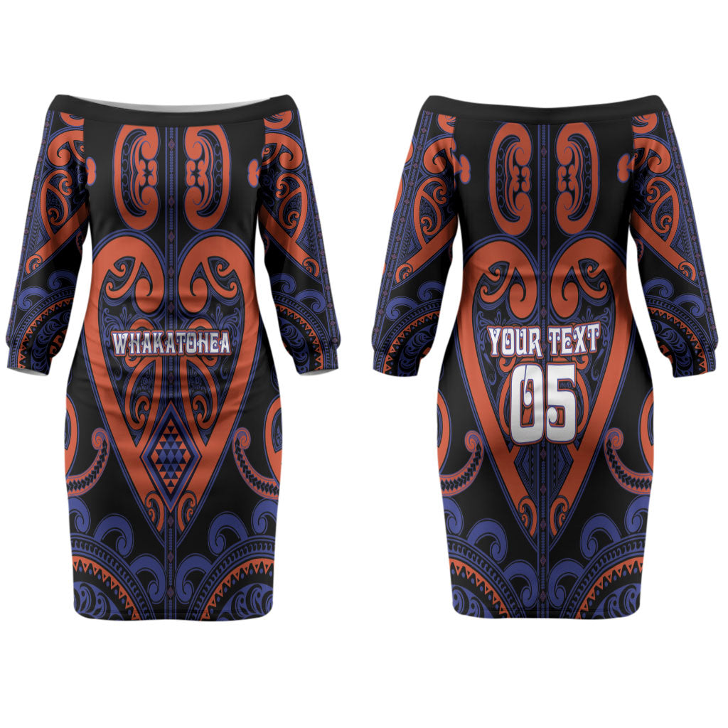 Custom Aotearoa Whakatohea Couples Matching Off The Shoulder Long Sleeve Dress and Hawaiian Shirt Maori Tribal Pattern