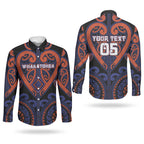 Custom Aotearoa Whakatohea Couples Matching Off The Shoulder Long Sleeve Dress and Long Sleeve Button Shirt Maori Tribal Pattern