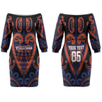 Custom Aotearoa Whakatohea Couples Matching Off The Shoulder Long Sleeve Dress and Long Sleeve Button Shirt Maori Tribal Pattern