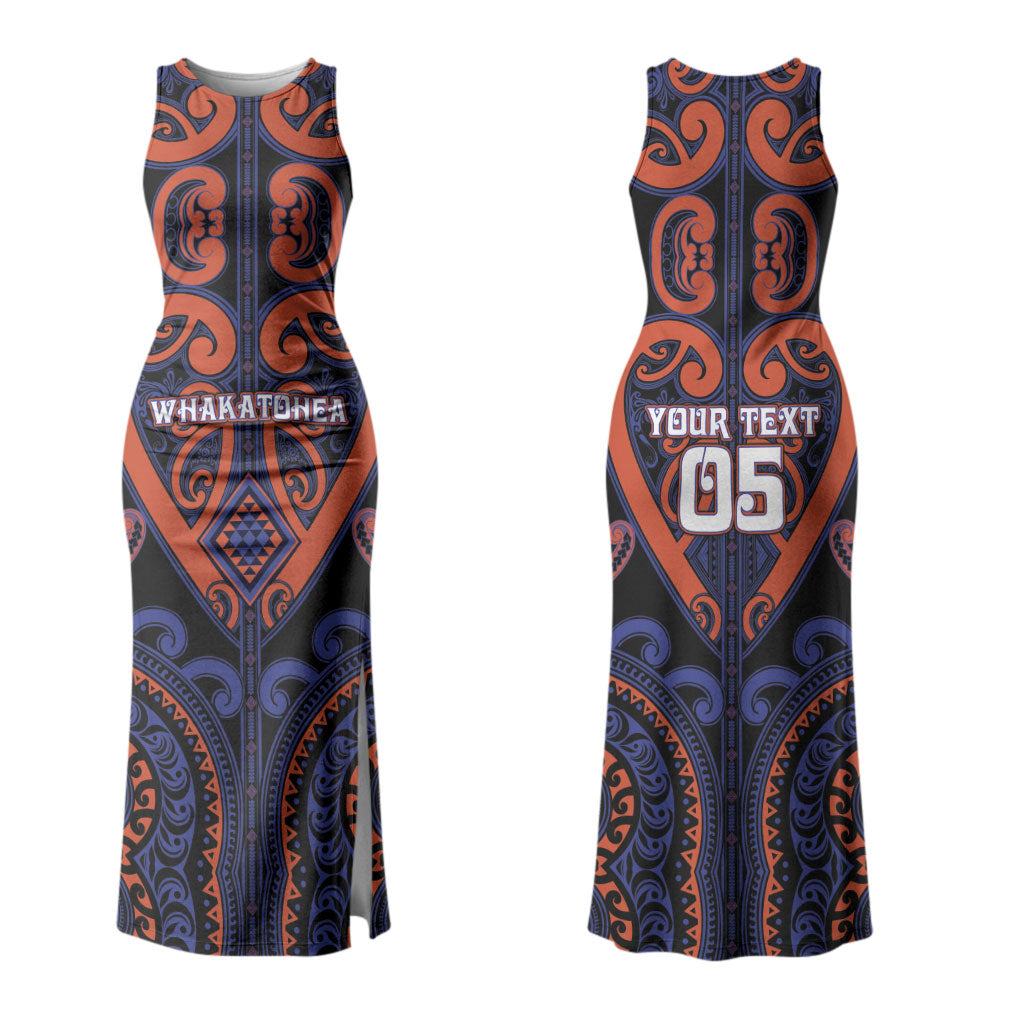 Custom Aotearoa Whakatohea Couples Matching Tank Maxi Dress and Long Sleeve Button Shirt Maori Tribal Pattern