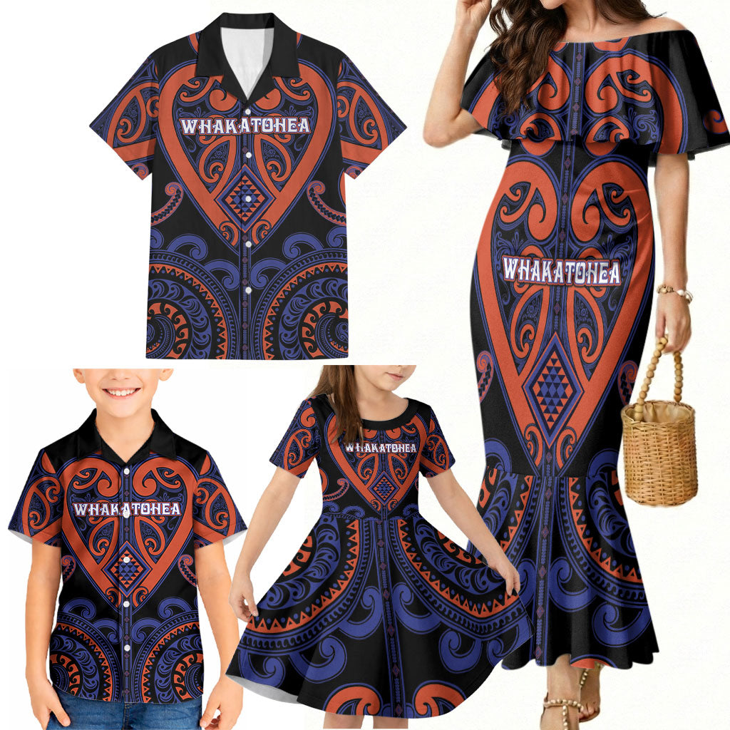 Custom Aotearoa Whakatohea Family Matching Mermaid Dress and Hawaiian Shirt Maori Tribal Pattern