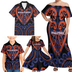 Custom Aotearoa Whakatohea Family Matching Off Shoulder Maxi Dress and Hawaiian Shirt Maori Tribal Pattern