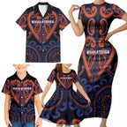 Custom Aotearoa Whakatohea Family Matching Short Sleeve Bodycon Dress and Hawaiian Shirt Maori Tribal Pattern