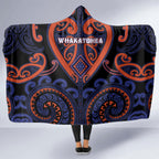 Aotearoa Whakatohea Hooded Blanket Maori Tribal Pattern