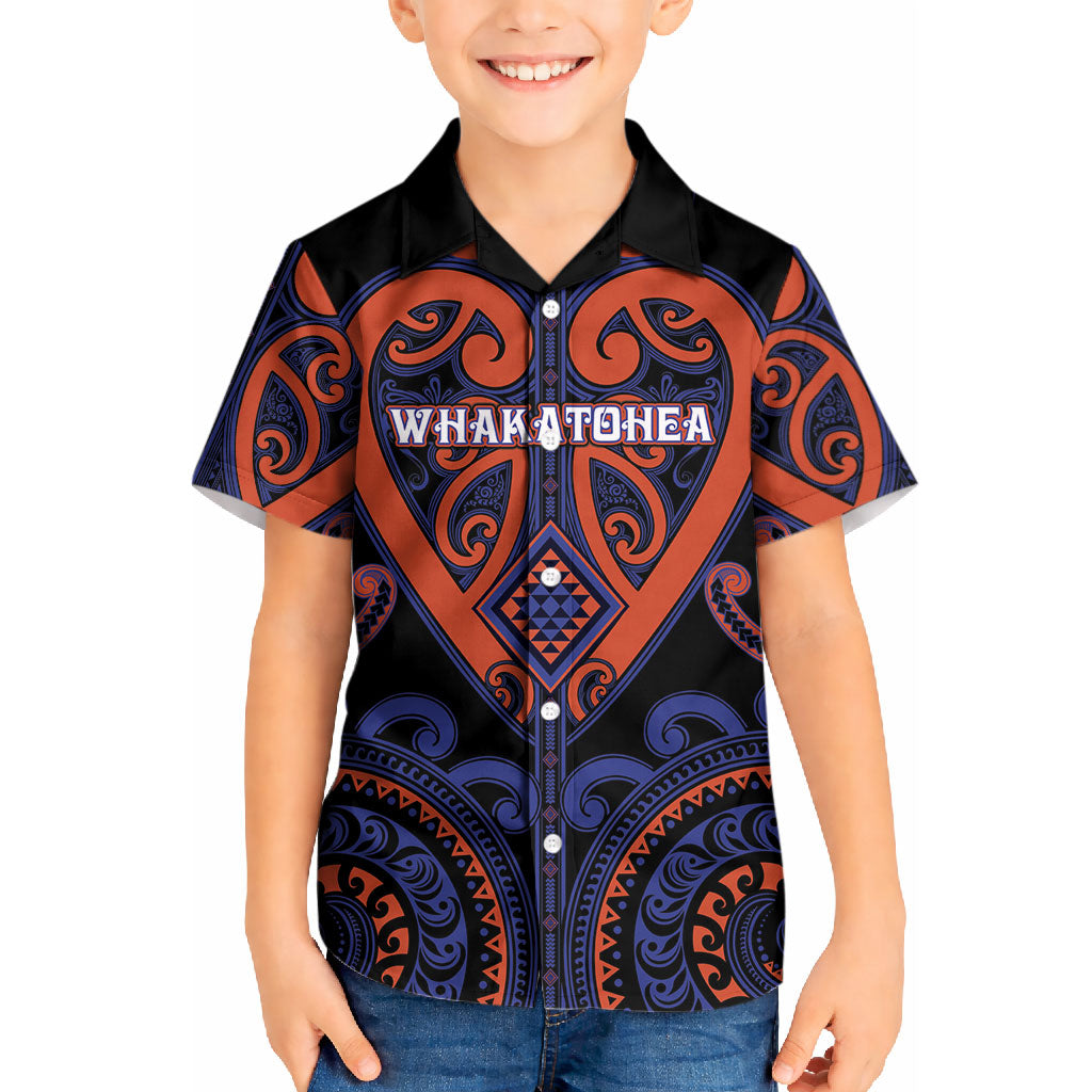 Custom Aotearoa Whakatohea Kid Hawaiian Shirt Maori Tribal Pattern
