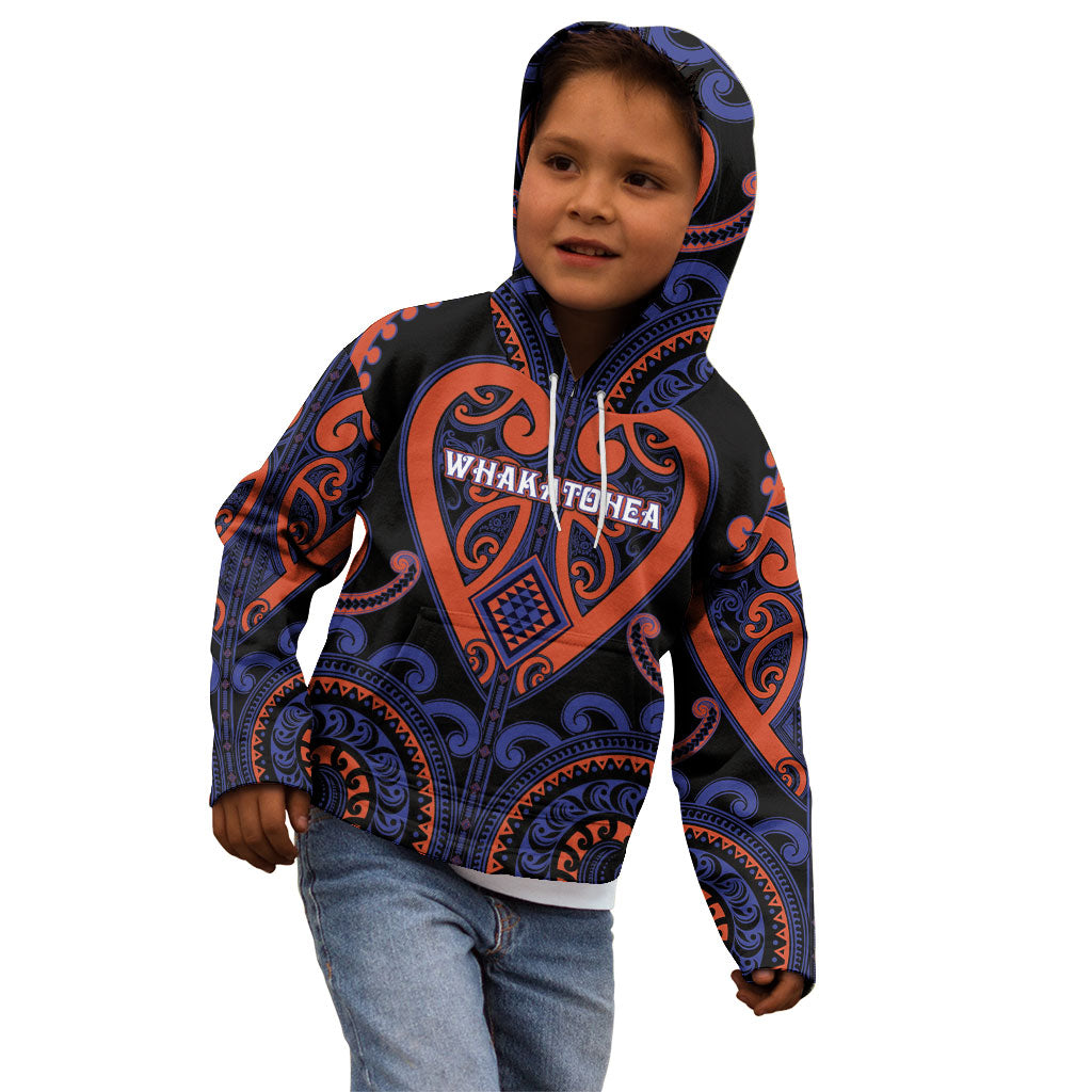 Custom Aotearoa Whakatohea Kid Hoodie Maori Tribal Pattern