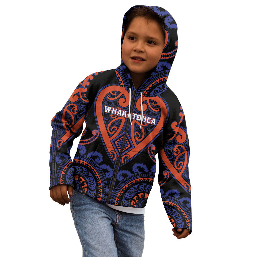 Custom Aotearoa Whakatohea Kid Hoodie Maori Tribal Pattern