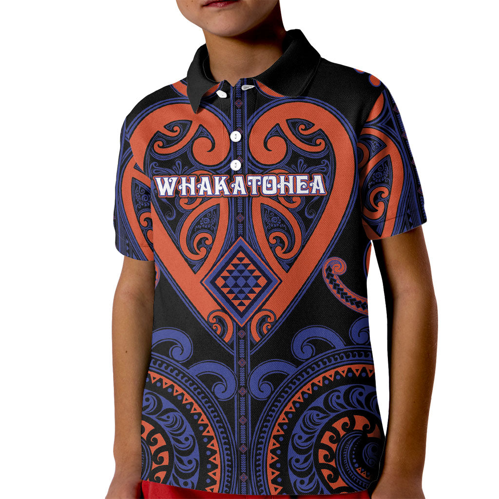 Custom Aotearoa Whakatohea Kid Polo Shirt Maori Tribal Pattern