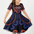 Custom Aotearoa Whakatohea Kid Short Sleeve Dress Maori Tribal Pattern