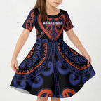 Custom Aotearoa Whakatohea Kid Short Sleeve Dress Maori Tribal Pattern