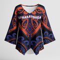 Custom Aotearoa Whakatohea Kimono Sleeve Blouse Maori Tribal Pattern