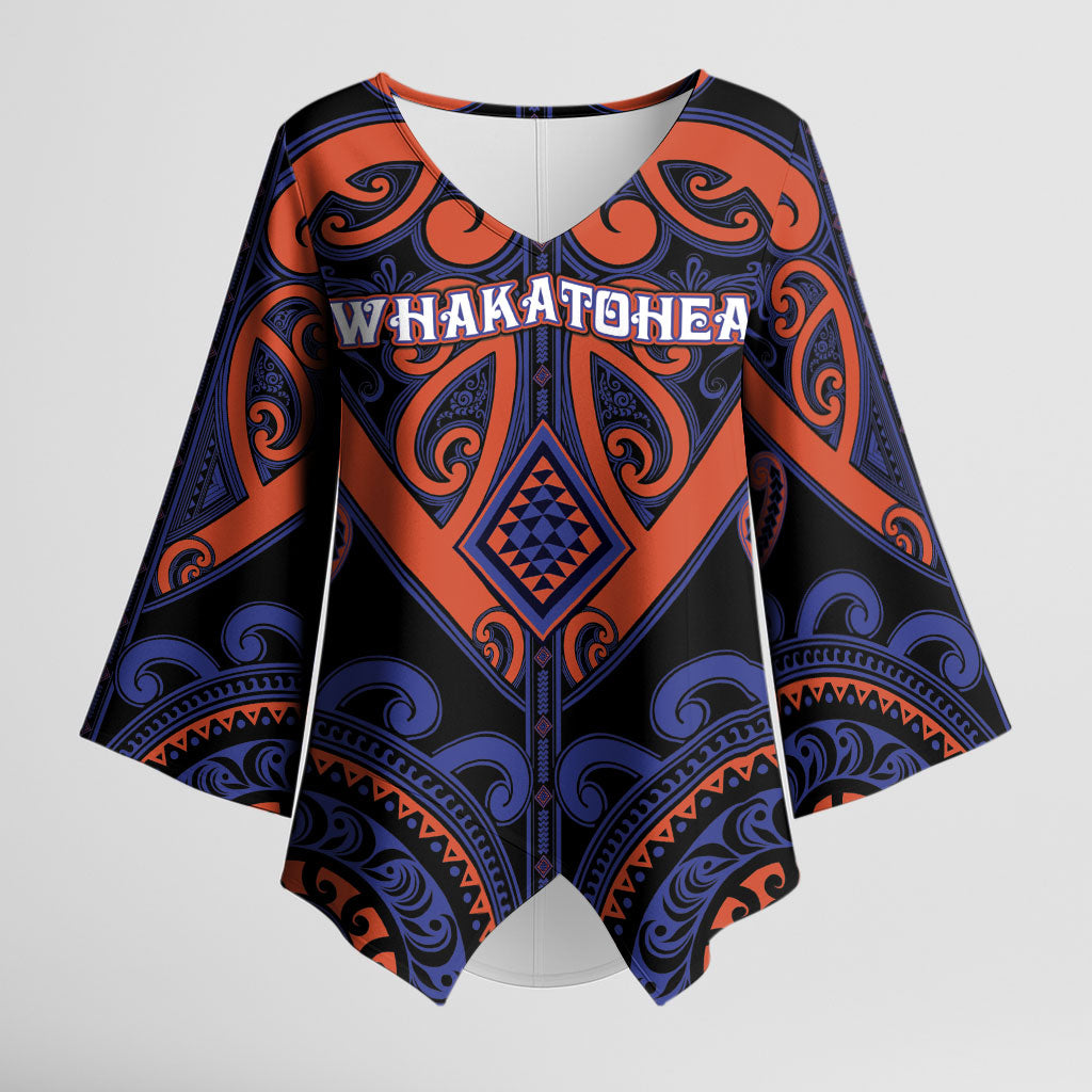 Custom Aotearoa Whakatohea Kimono Sleeve Blouse Maori Tribal Pattern