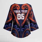 Custom Aotearoa Whakatohea Kimono Sleeve Blouse Maori Tribal Pattern
