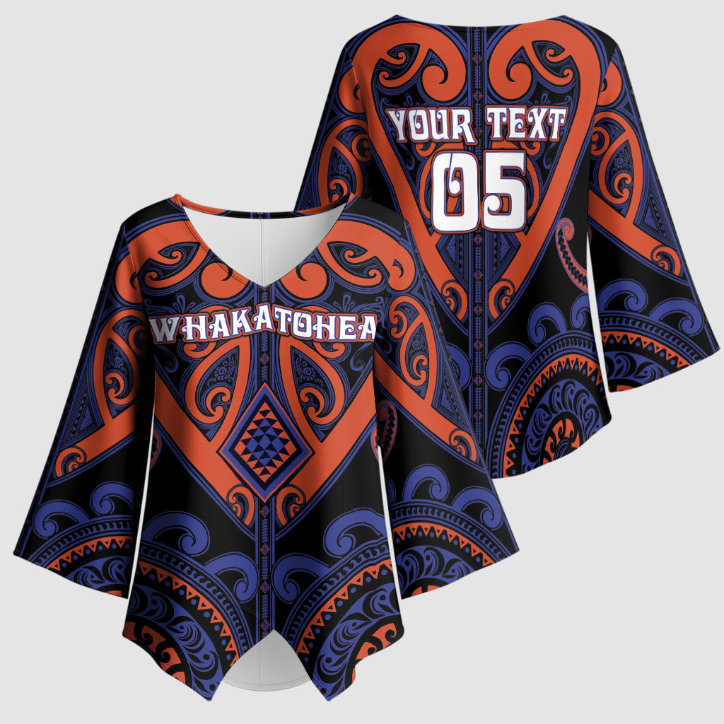 Custom Aotearoa Whakatohea Kimono Sleeve Blouse Maori Tribal Pattern