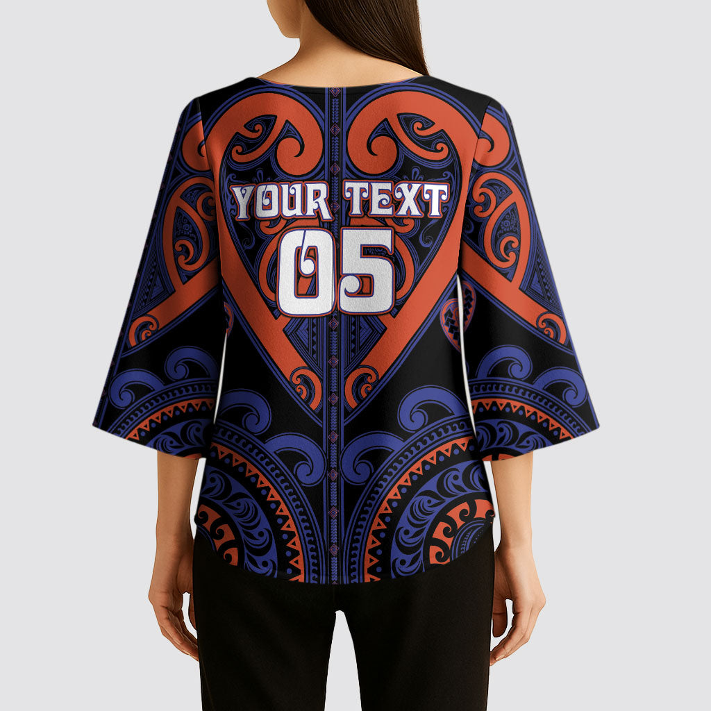 Custom Aotearoa Whakatohea Kimono Sleeve Blouse Maori Tribal Pattern