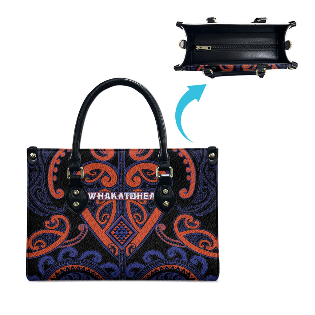 Aotearoa Whakatohea Leather Bag Maori Tribal Pattern