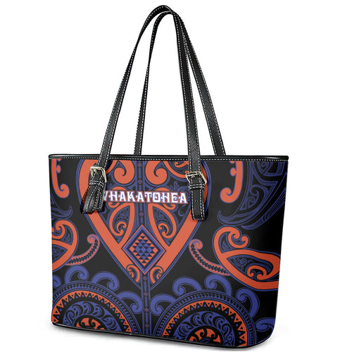 Aotearoa Whakatohea Leather Tote Bag Maori Tribal Pattern
