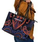 Aotearoa Whakatohea Leather Tote Bag Maori Tribal Pattern