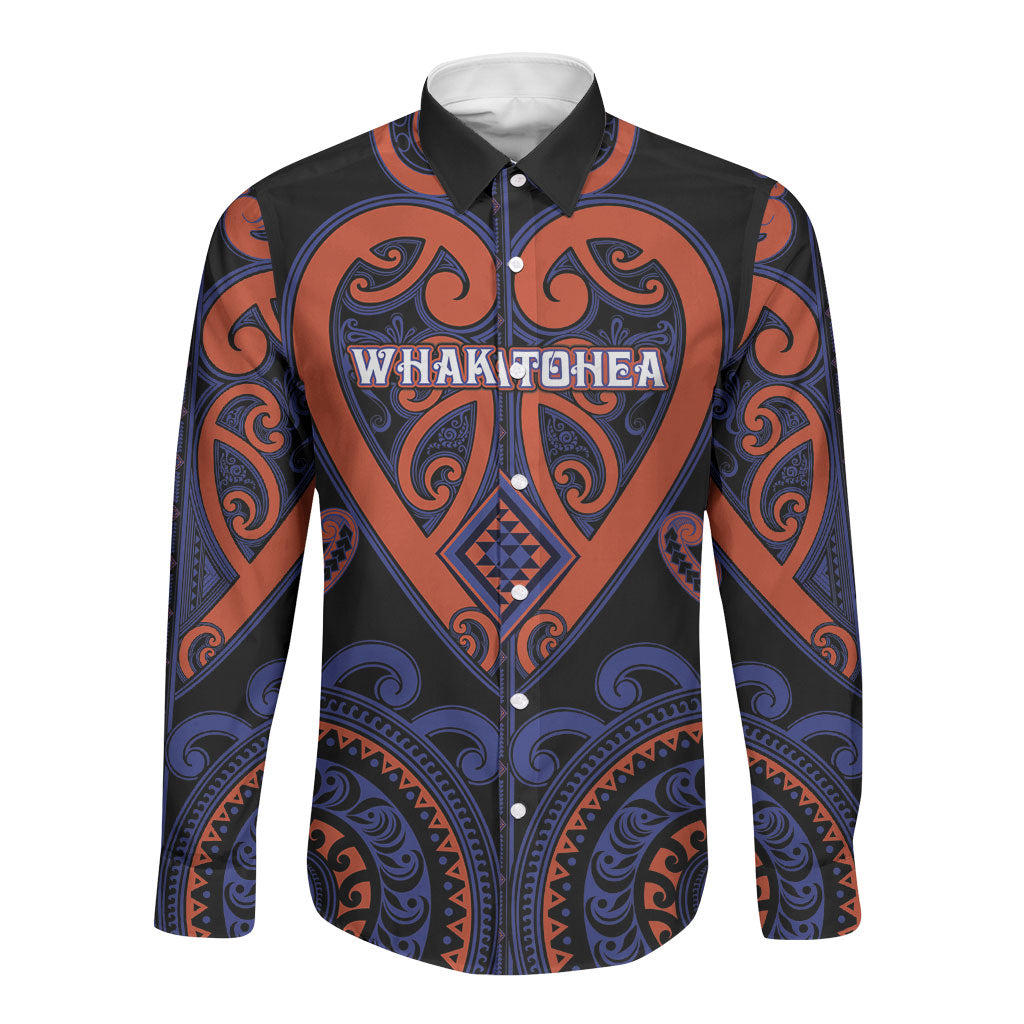 Custom Aotearoa Whakatohea Long Sleeve Button Shirt Maori Tribal Pattern