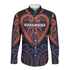 Custom Aotearoa Whakatohea Long Sleeve Button Shirt Maori Tribal Pattern
