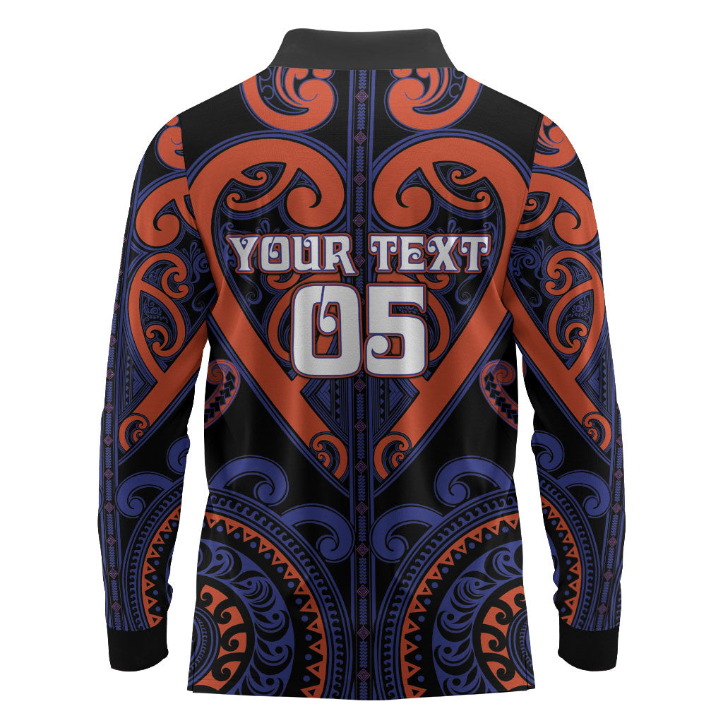 Custom Aotearoa Whakatohea Long Sleeve Polo Shirt Maori Tribal Pattern