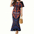 Custom Aotearoa Whakatohea Mermaid Dress Maori Tribal Pattern