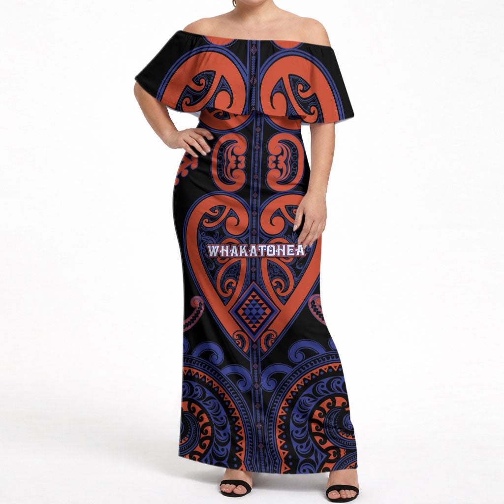 Custom Aotearoa Whakatohea Off Shoulder Maxi Dress Maori Tribal Pattern
