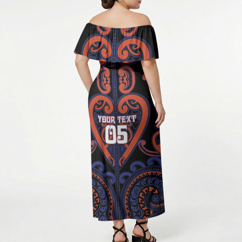 Custom Aotearoa Whakatohea Off Shoulder Maxi Dress Maori Tribal Pattern