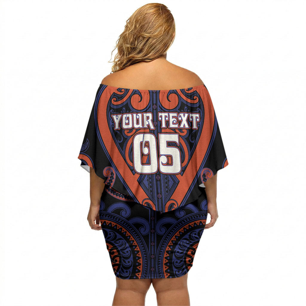 Custom Aotearoa Whakatohea Off Shoulder Short Dress Maori Tribal Pattern