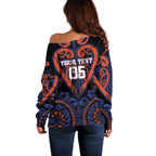 Custom Aotearoa Whakatohea Off Shoulder Sweater Maori Tribal Pattern