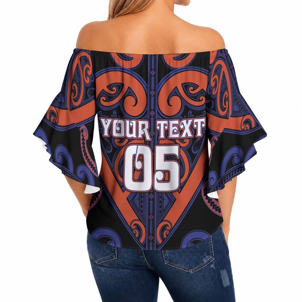 Custom Aotearoa Whakatohea Off Shoulder Wrap Waist Top Maori Tribal Pattern