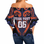 Custom Aotearoa Whakatohea Off Shoulder Wrap Waist Top Maori Tribal Pattern
