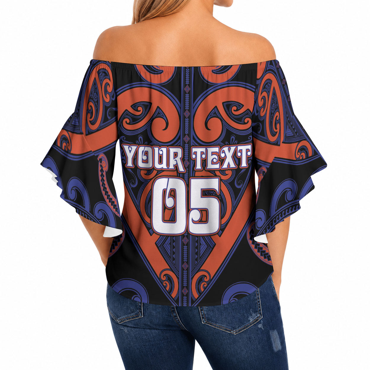Custom Aotearoa Whakatohea Off Shoulder Wrap Waist Top Maori Tribal Pattern