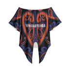 Custom Aotearoa Whakatohea Off Shoulder Wrap Waist Top Maori Tribal Pattern